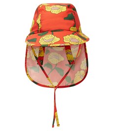 Хлопковая кепка с цветочным принтом Mini Rodini, красный