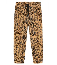 Флисовые спортивные штаны с леопардовым принтом Mini Rodini, коричневый