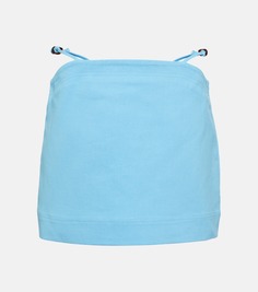Украшенная мини-юбка из хлопка GANNI, синий