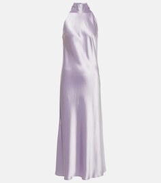 Атласное платье миди Sienna GALVAN, фиолетовый