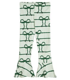 Расклешенные брюки с принтом из смесового хлопка Mini Rodini, зеленый