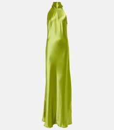 Атласное платье Sienna с вырезом халтер GALVAN, зеленый