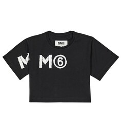 Футболка из хлопкового джерси MM6 Maison Margiela, черный