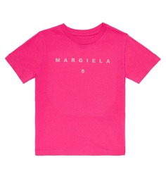 Футболка из хлопкового джерси с логотипом MM6 Maison Margiela, розовый