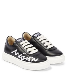 Кожаные кроссовки с логотипом MM6 Maison Margiela, черный