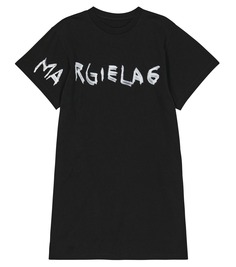 Платье из хлопкового джерси с логотипом MM6 Maison Margiela, черный
