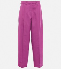 Плиссированные широкие брюки с высокой посадкой GANNI, фиолетовый