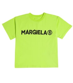 Хлопковая футболка с логотипом MM6 Maison Margiela, зеленый