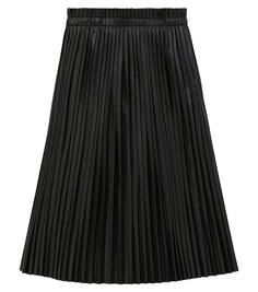 Плиссированная юбка из искусственной кожи MM6 Maison Margiela, черный