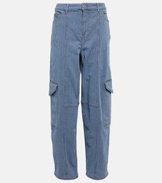 Широкие джинсы с высокой посадкой в полоску GANNI, синий