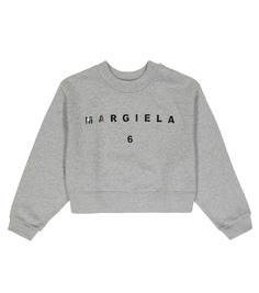 Толстовка из хлопкового джерси с логотипом MM6 Maison Margiela, серый