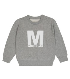 Толстовка из хлопкового джерси с логотипом MM6 Maison Margiela, серый