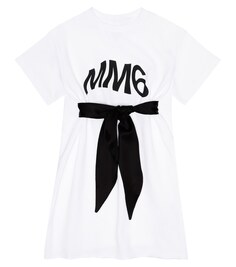 Хлопковое платье с логотипом MM6 Maison Margiela, белый
