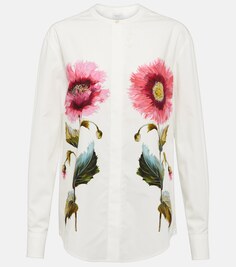 Хлопковая блузка с цветочным принтом GIAMBATTISTA VALLI, белый