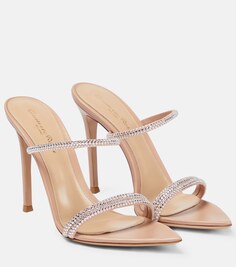 Украшенные кожаные мюли Gianvito Rossi, розовый