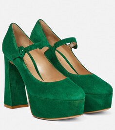 Замшевые кожаные туфли Мэри Джейн Gianvito Rossi, зеленый
