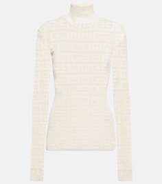 Жаккардовый свитер с воротником-стойкой 4G GIVENCHY, белый
