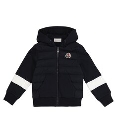 Худи из хлопка и стеганого пуха Moncler Enfant, синий