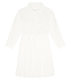 Платье-рубашка из хлопкового поплина Moncler Enfant, белый