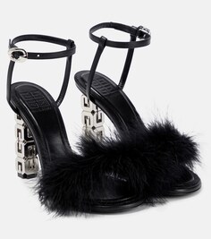 Кожаные сандалии G Cube с перьями Givenchy, черный