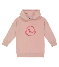 Платье из хлопкового джерси с логотипом Moncler Enfant, розовый