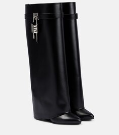 Кожаные сапоги широкого кроя Shark Lock Givenchy, черный