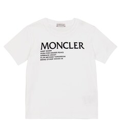 Хлопковая футболка с логотипом Moncler Enfant, белый