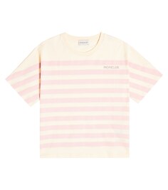 Полосатая футболка из хлопкового джерси Moncler Enfant, розовый