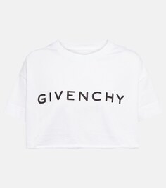 Укороченная футболка с логотипом GIVENCHY, белый