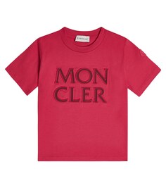 Футболка из хлопкового джерси с логотипом Moncler Enfant, розовый