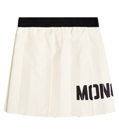 Плиссированная юбка с логотипом Moncler Enfant, белый