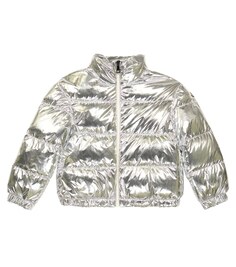 Пуховик Meuse с эффектом металлик Moncler Enfant, серебряный