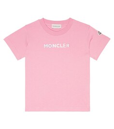 Футболка из хлопкового джерси с логотипом Moncler Enfant, розовый