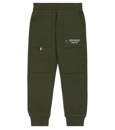 Хлопковые спортивные штаны с логотипом Moncler Enfant, зеленый