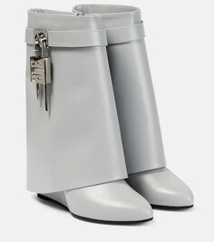 Кожаные ботильоны Shark Lock Givenchy, серый