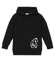 Платье с капюшоном и принтом Moncler Enfant, черный