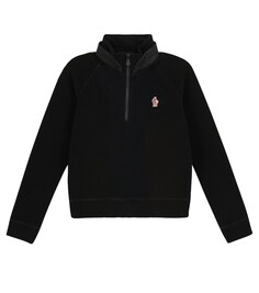 Трикотажный свитер с молнией до половины и логотипом Moncler, черный