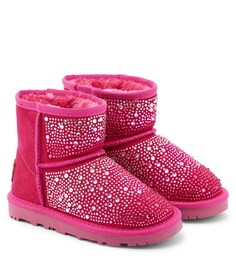 Замшевые ботинки с кристаллами Monnalisa, розовый