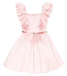 Платье из фая с поясом Monnalisa, розовый