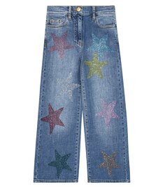 Украшенные широкие джинсы Monnalisa, синий