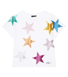 Украшенная футболка из хлопкового джерси Monnalisa, разноцветный
