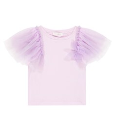Хлопковая футболка из тюля Monnalisa, фиолетовый