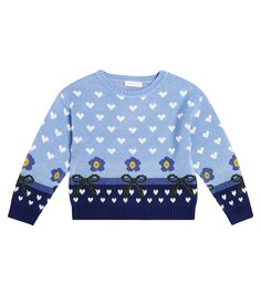 Жаккардовый свитер Monnalisa, синий