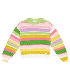 Полосатый хлопковый свитер Monnalisa, разноцветный