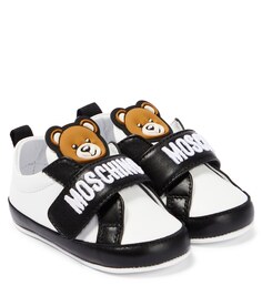 Детские кожаные кроссовки Moschino, черный