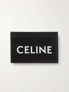 Кожаный картхолдер с логотипом Celine Homme, черный
