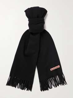 Канадский шерстяной шарф с бахромой ACNE STUDIOS, черный