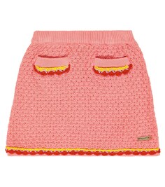 Хлопковая мини-юбка с вышивкой Moschino, розовый