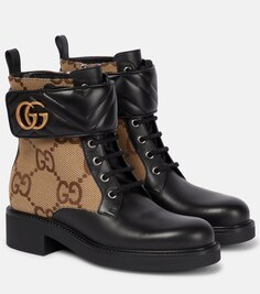 Ботинки на шнуровке с кожаной отделкой Double G Gucci, разноцветный