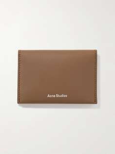 Кожаный картхолдер Bifold с принтом логотипа ACNE STUDIOS, коричневый